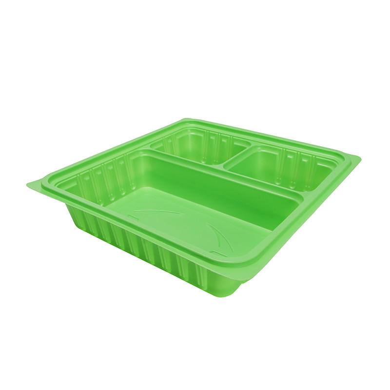 Caja de comida rápida cuadrada y negra con tapa BOPS